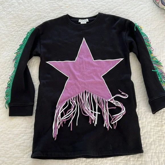 Stella McCartney Kids fringed star-patch sweater dress - Picture 4 of 6